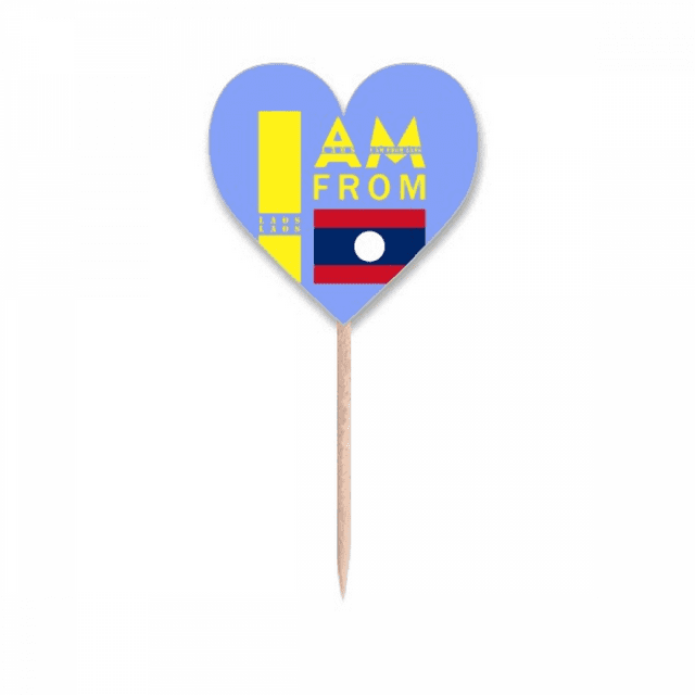 Je Suis de Laos Art Déco Fashion Cure-Dents Drapeaux Coeur Lable Cupcake Pics