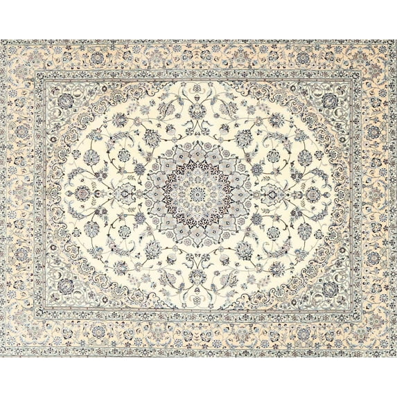 Ahgly Company Machine Washable Indoor Rectangle Traditional Bisque Beige Area Rugs, 8' x 10'