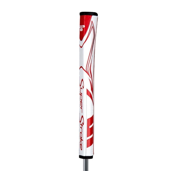 SuperStroke Zenergy Pistol 1.0 Golf Putter Grip with No Taper Enhanced SPYNE Technology, New Multi-Zone Texturing and Tech-Port, White/Red