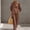 #0114-Coffee, variant on Womens 2 Piece Linen Outfit, V Neck Top and Wide Leg Pants Set, Casual Summer Matching Tracksuit Gift