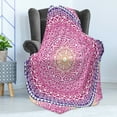 thumbnail image 4 of Pink Mandala Soft Flannel Fleece Throw Blanket, Vibrant Floral Geometric Symbolizing Harmony in Cosmos, Cozy Plush for Indoor and Outdoor Use, 50" x 60", Magenta Purple Peach, by Ambesonne, 4 of 5