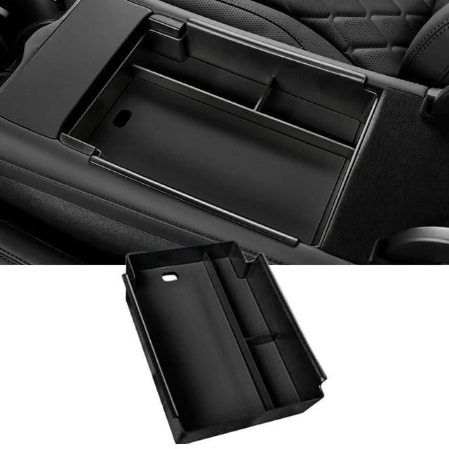 Storage Box for Vehicle Center Console Armrest, Double-layer Partition, Non-destructive Installation, Anti-slip and Wear-resistant, Made of ABS Material