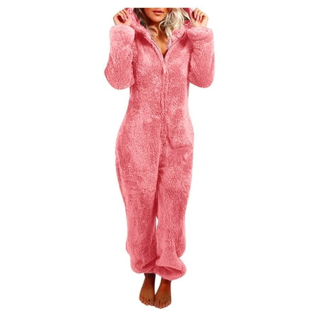 Arnsht One Piece Sherpa Fleece Onesies Pajamas for Women Plush Thick Warm Romper Sleepwear Long Sleeve Full Zip up Jumpsuit Casual Fuzzy Playsuit Loungewear with Cute Cat Ear Hood Red#01 XXXXL