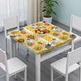 thumbnail image 3 of Yellow Dot Sunflower Bee Pattern Square Fitted Tablecloth with Elastic Edge,Square Table Cover,Washable Elastic Table Cover for Home Kitchen Party Decor 34"x34", 3 of 6