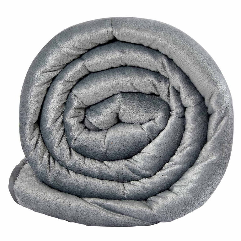 Pur & Calm Silvadur Antimicrobial Plush Mink Machine Washable 12 lb Weighted Blanket, 48 x 72 inch, Light Gray