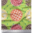 thumbnail image 1 of Soimoi Green Poly Georgette Fabric Dot & Pie Food Fabric Prints By Yard 52 Inch Wide, 1 of 5
