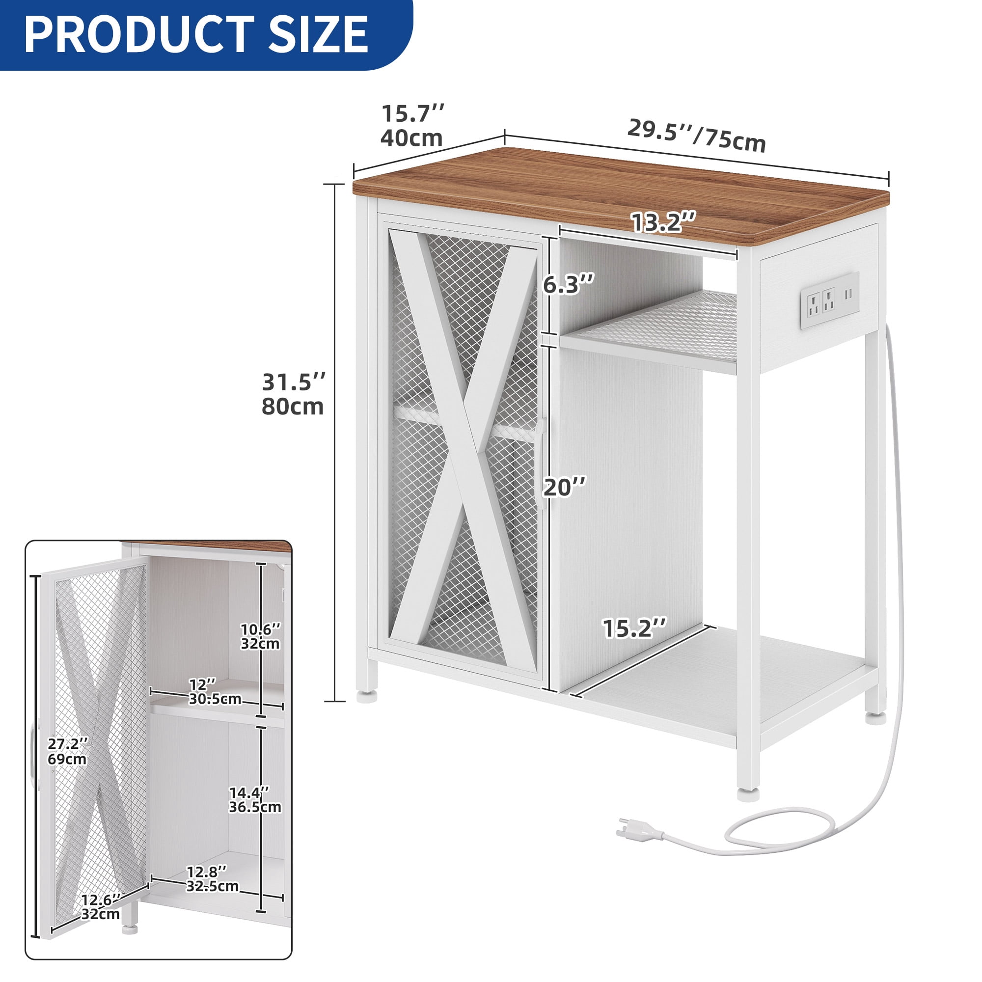 Uforic Aquarium Stand with Power Outlets & LED Light and Cabinet for 20-30 Gallon Fish Tank Stand, Turtle Tank, Reptile Terrarium - White