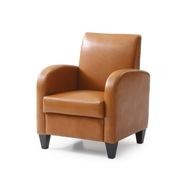 Pu Accent Chair With Solid Wood Legs And Frames Mocha Color Com Pu Accent Chair With Solid Wood Legs, Leather Accent Chair With Wood Arms