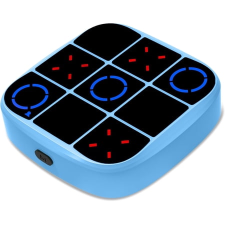 Tic‑Tac‑Toe Bolt Game 4‑in‑1 Handheld Puzzle Game Console Electronic Educational Memory Training Game Portable Travel Game for Car Trips Tabletop Game Blue