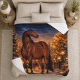 thumbnail image 5 of Majestic Brown Horse Snowy Night String Lights Enchanting, Festive Holiday Scene, Warm Flannel Blanket for Ranch House and Living Room, Horse Lovers Appreciation Gift, Rustic Home Decor, 5 of 9