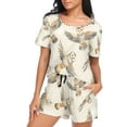 thumbnail image 5 of joogoo Women's Pajama Set Cartoon Owls Short Sleepwear Loungewear with Pockets XL, 5 of 7