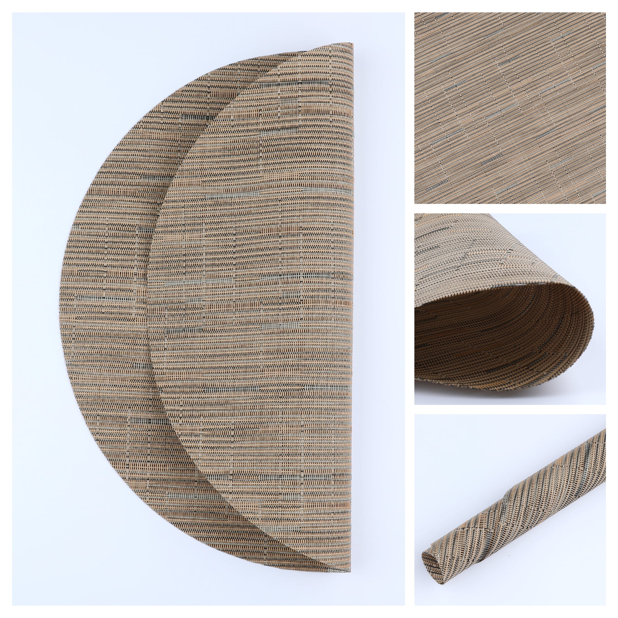 Unique Bargains Set of 6 Round Placemats for Kitchen Dining Table Decor Light Brown