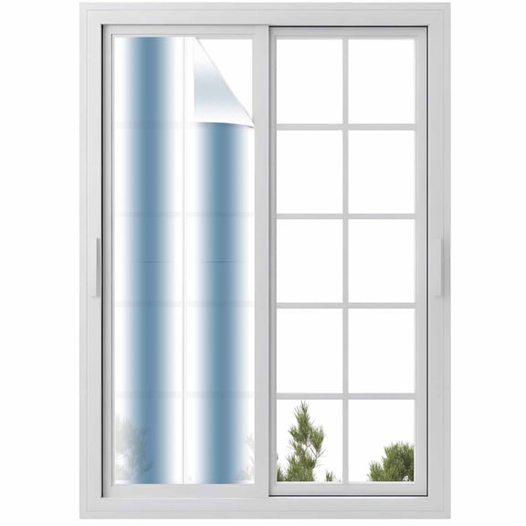 Blue White Ombre Window Privacy Film Gradient Color Decorative Glass Window Film UV Blocking Static Cling Non-Adhesive Sticker Covering for Home Door 17.7 x 78.7 inches
