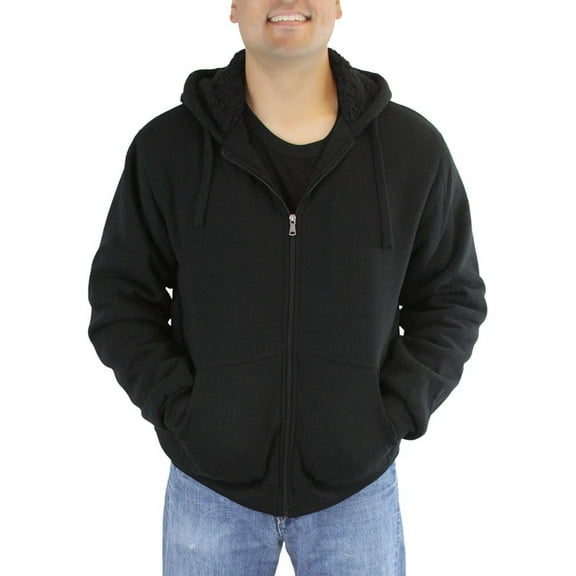 ToBeInStyle Mens Fleece Lined Sherpa Hoodie with Adjustable Drawstring Hood