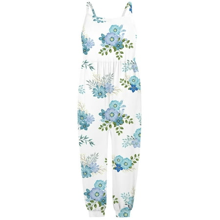 

ZIZOCWA Girls Romper Jumpers Outfits Summer Baby Kids Girls Piece Toddler Jumpsuit One Floral Strap Romper Girls Romper&Jumpsuit Jumper for Infants G Blue130
