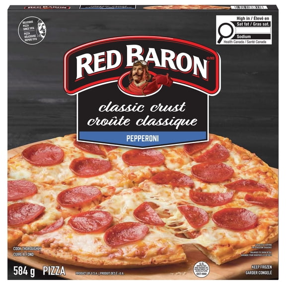 Red Baron Pepperoni Classic Crust Frozen Pizza, 584 g, Red Baron Pepperoni Classic Crust Frozen Pizza 584gram