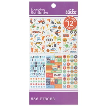 Sticko Solid Multicolor Boy Icons Mega Paper Sticker Pad, 556 Pieces