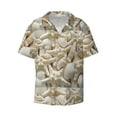 thumbnail image 4 of Uemuo Starfish and Sea Shells Pattern Cotton Linen Short Sleeve Shirts,Casual Lightweight Button Down Shirts,Vacation Beach Summer Tops-Medium, 4 of 7