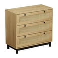 thumbnail image 4 of 3-Drawer Storage Cabinet with Roven Woven Drawers, Oak Finish Modern Farmhouse Organizer for Bedroom, Living Room, Hallway Entryway, 4 of 8
