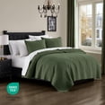 thumbnail image 2 of Juego de ropa de cama Palassio, de color verde oliva, 100% algodón, tamaño king, 2 of 8