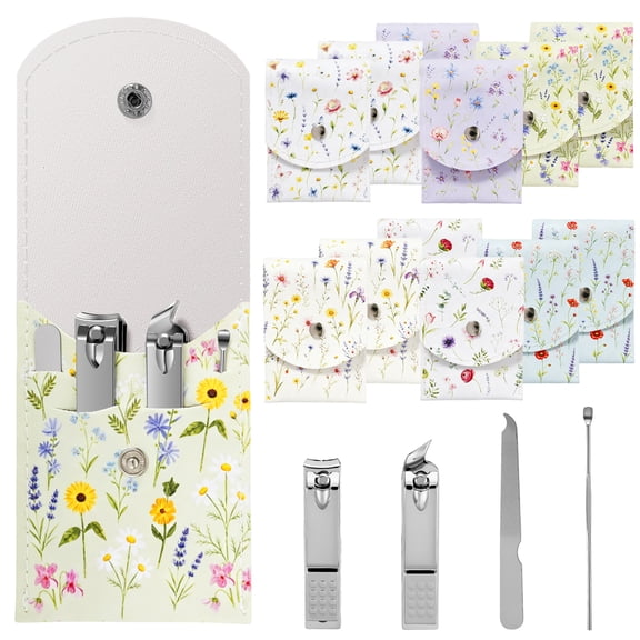 12Pack Manicure Set 4 in 1 Nail Care Tool Mini Portable Nail Clipper Kit Travel Pedicure Grooming Kit for Daily Use