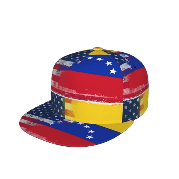 Unisex Snapback Hats America Venezuelan Flag Watercolor Adjustable Flat Bill Baseball Cap Dancing Hip Hop Cap