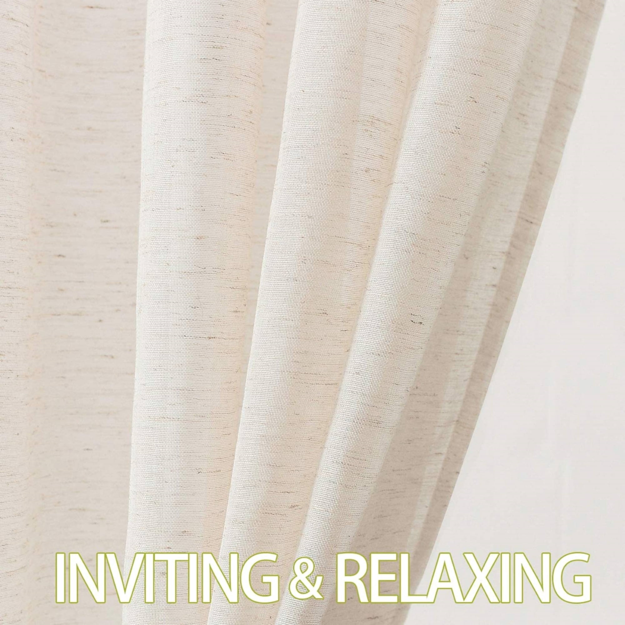 Decoultimatex Falx Linen Sheer Window Curtain Panels for Living Room Vintage Linen Sheer Curtain, Natural, Rod Pocket, 52"x108"x2