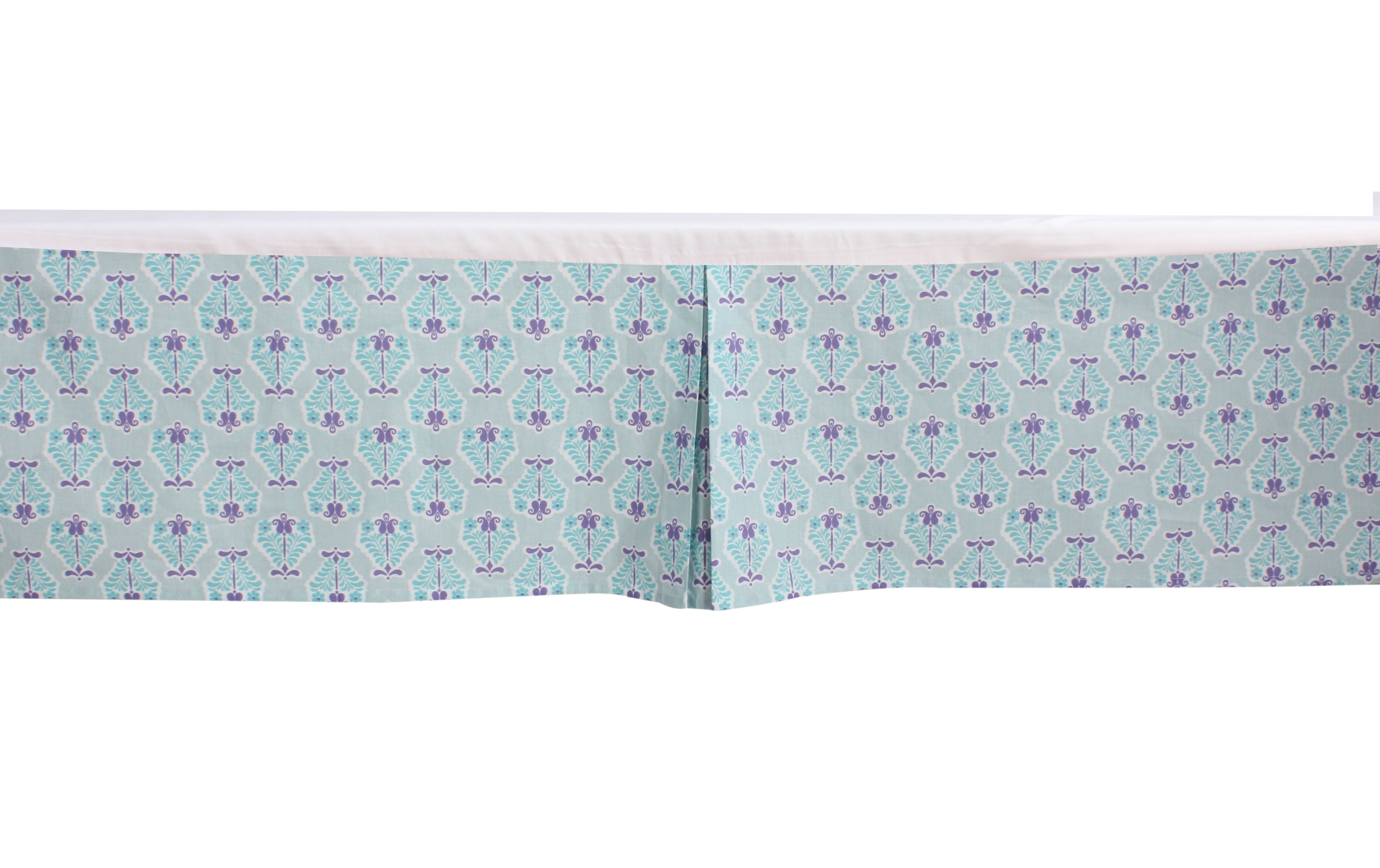 Bacati - Multiple Options of Crib or Toddler Bed Skirt or Dust Ruffle 100% Cotton Percale, Paisley Isabella Purple/Lilac/Aqua
