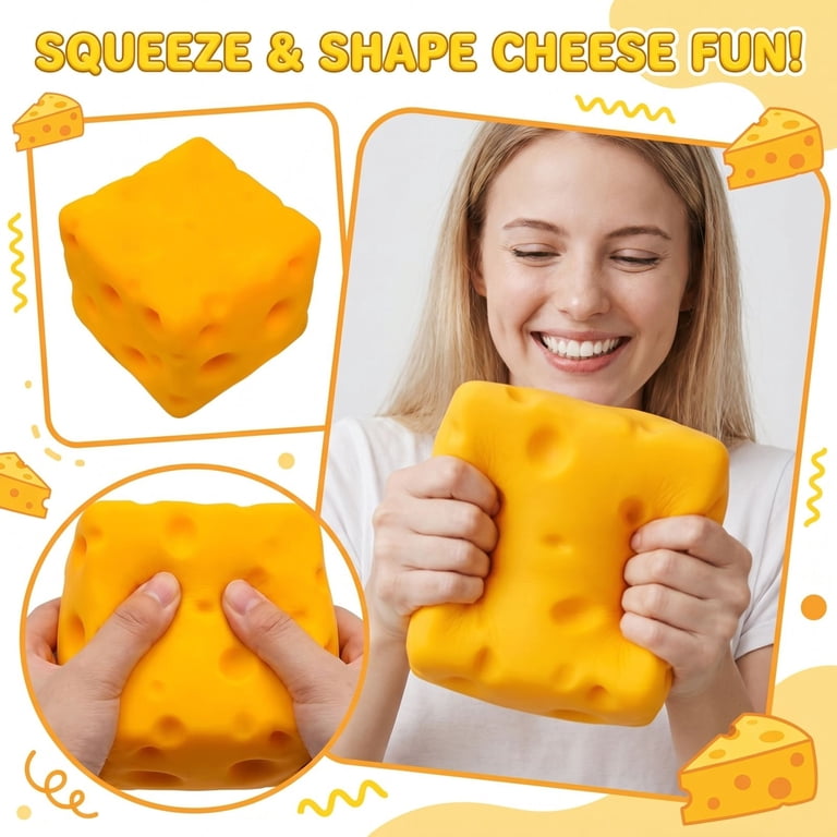 Pelota Anti-estrés De Queso En Forma De Bloque – Juguete Sensorial De Silicona Suave Para Adultos Y Adolescentes