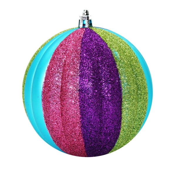12 Pack Lime Green, Aqua, Pink and Purple Assorted Ball Ornaments