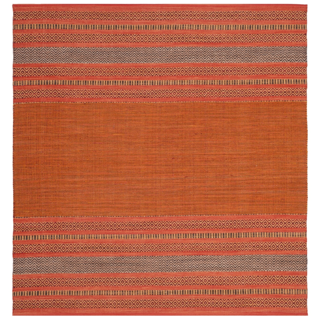 SAFAVIEH Montauk Jobeth Striped Soft Braided Cotton Area Rug, Orange/Red, 10' x 14'