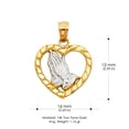 thumbnail image 3 of Ioka-14K Two Tone Gold Religious Praying Hands in Heart Charm Pendant For Necklace or Chain, 3 of 5
