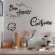 thumbnail image 5 of 2 juegos de pegatinas de pared autoadhesivas con texto en francés, cocina y cita de "Bon Appetit", decoración para el comedor del restaurante, calcomanía para el hogar, pintura para la pared, cama, 5 of 5