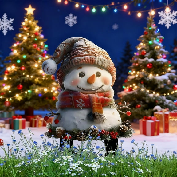 Kumdkd Snowman Garden Stake - Acrylic Ground Insert - Sturdy Wooden Stake - Perfect for Christmas Decor - Indoor & Outdoor Use - Walmart Exclusive‌