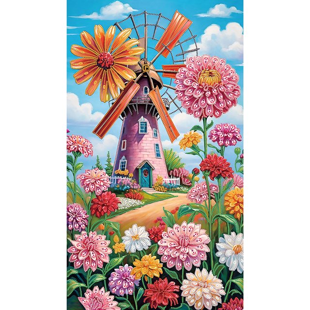 5D DIY Con Forma Especial Parcial Molino Viento 40x70cm