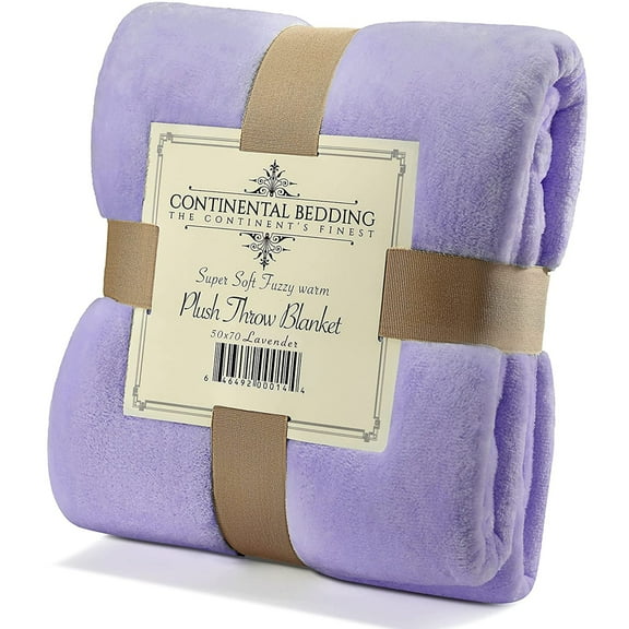 Continental Bedding Light Purple Lavender Fleece Throw Blanket, 50 x 70 Inch Velvety Soft Classic Solid Plush