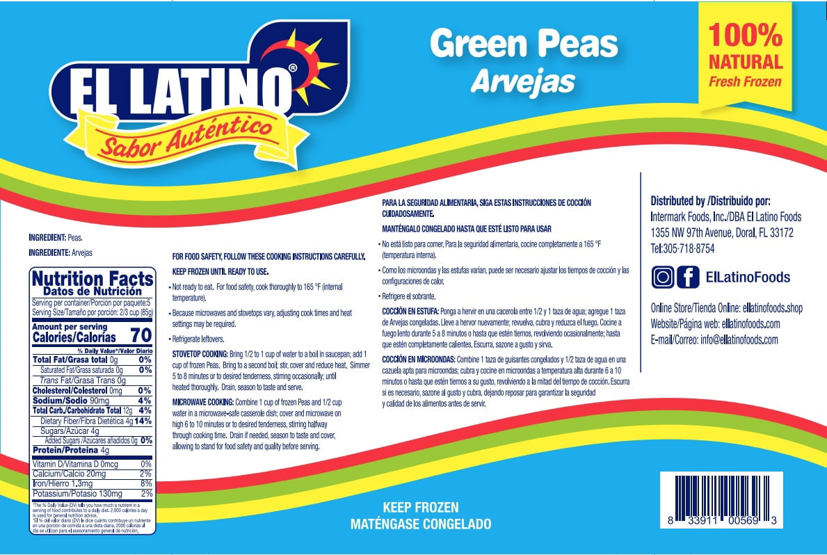 El Latino Green Peas (Arvejas) 16oz