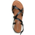 thumbnail image 3 of Sun + Stone Womens Roxxie Faux Leather Ankle Strap Flats, 3 of 3