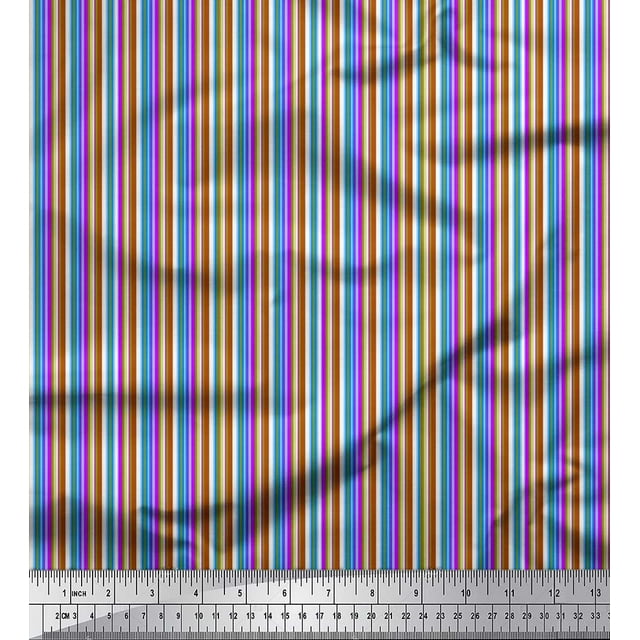 Soimoi Moss Georgette Fabric Vertical Stripe Print Fabric by The Yard 42 Inch Wide