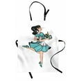 thumbnail image 1 of Pin up Girl Apron, Pony Tail Haired Waitress in Polka Dot Dress Brings Beer Orders, Unisex Kitchen Bib with Adjustable Neck for Cooking Gardening, Adult Size, Seafoam and Pale Peach, by Ambesonne, 1 of 4