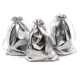 thumbnail image 1 of 100pcs 3.54"x4.72" Heavy Duty Gold Drawstring Acrylic Jewelry Bag Wedding Party Christmas Gift Candy Chocolate Bag (Silver), 1 of 5