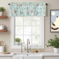 thumbnail image 2 of Teal Brown Coastal Valance Curtain for Windows Summer Starfish Shell Coral Nautical Rod Pocket Curtain Valances Short Window Treatments Panels for Kitchen Bathroom Laundry Room Basement 60 x 18 Inch, 2 of 9
