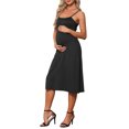 thumbnail image 2 of INSPIRE CHIC Womens Maternity 2-Piece Dress Mesh Ruched Side Bodycon Wedding Guest Cocktail Party Pregnancy Dresses XL Black Floral, 2 of 5