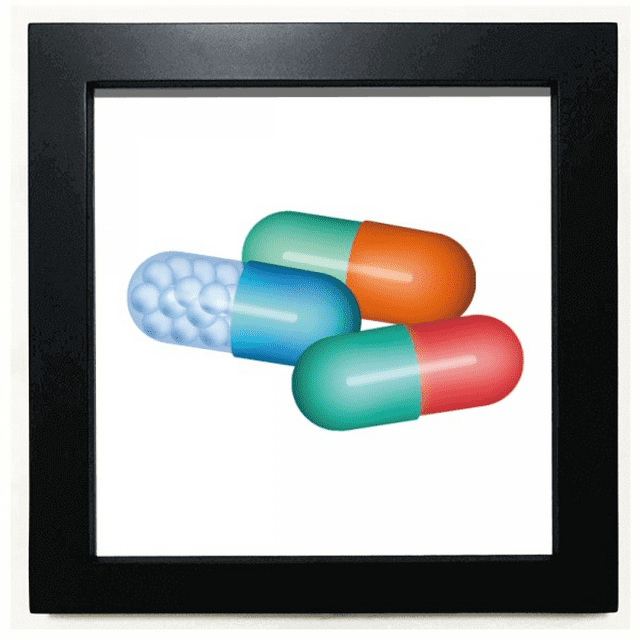Pill Capsule Health Care Products Pattern Black Square Frame Picture Wall Tabletop