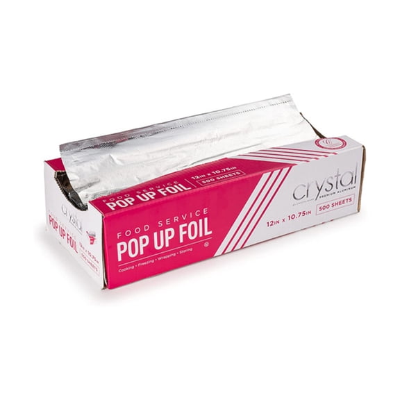 Crystalware Premium Aluminum Foil Pop Up Sheets, 12" x 10.75", 200 Sheets