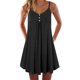 thumbnail image 4 of Vestido de mujer con cuello en V y botones en la parte delantera, sin mangas, tirantes finos, vestido de verano de Color puro para mujer, 4 of 6