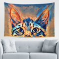 thumbnail image 4 of Cat Face Orange Fantasy Wall Decor Tapestry , Room Bedroom Wall Hangings Tapestry Blue,60" X 40", 4 of 9