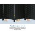 thumbnail image 2 of YRLLENSDAN Room Divider, Folding Screen Wood Mesh Woven Design Privacy Room Partition Foldable Portable Partition Divider Screen, Black, 2 of 8