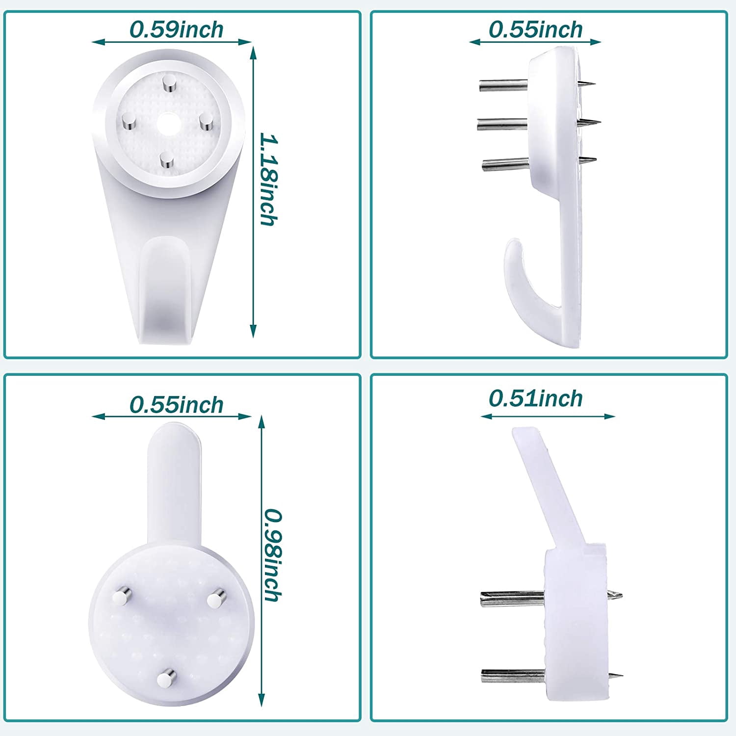 50 Pieces Plastic Hardwall Hanger Hs, Non-Mark H, Concrete Non-Trace Hanging Kit, Invisible Nail Wall Hangers for Hardware Concrete Walls Picture Frame S/m Size