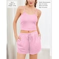 thumbnail image 3 of Ekouaer 3 Piece Waffle Knit Lounge Set for Women, Long Sleeve and Cami Top with Shorts Pajama Sets for All Seasons, 3 of 6